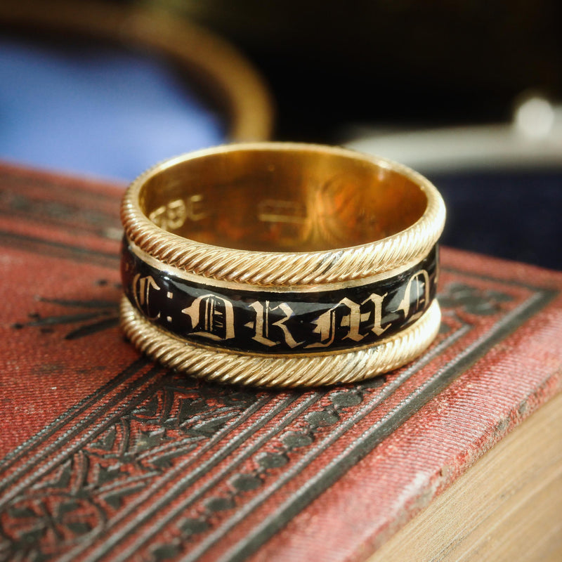A M Clarke Enamelled Mourning Ring