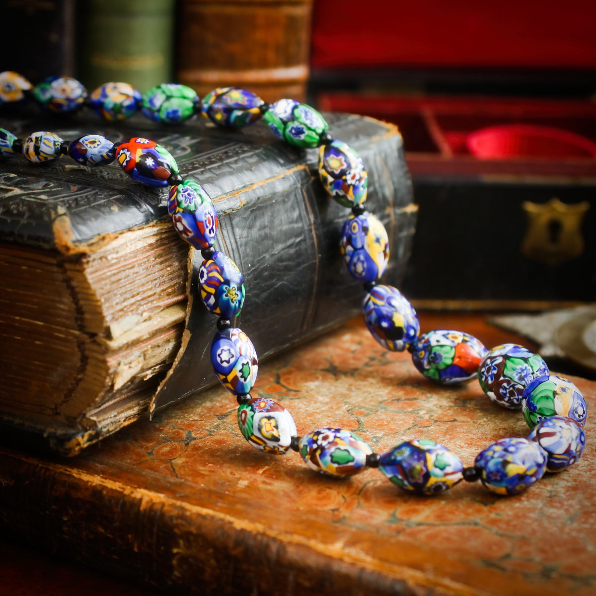 vintage murano glass bead necklace