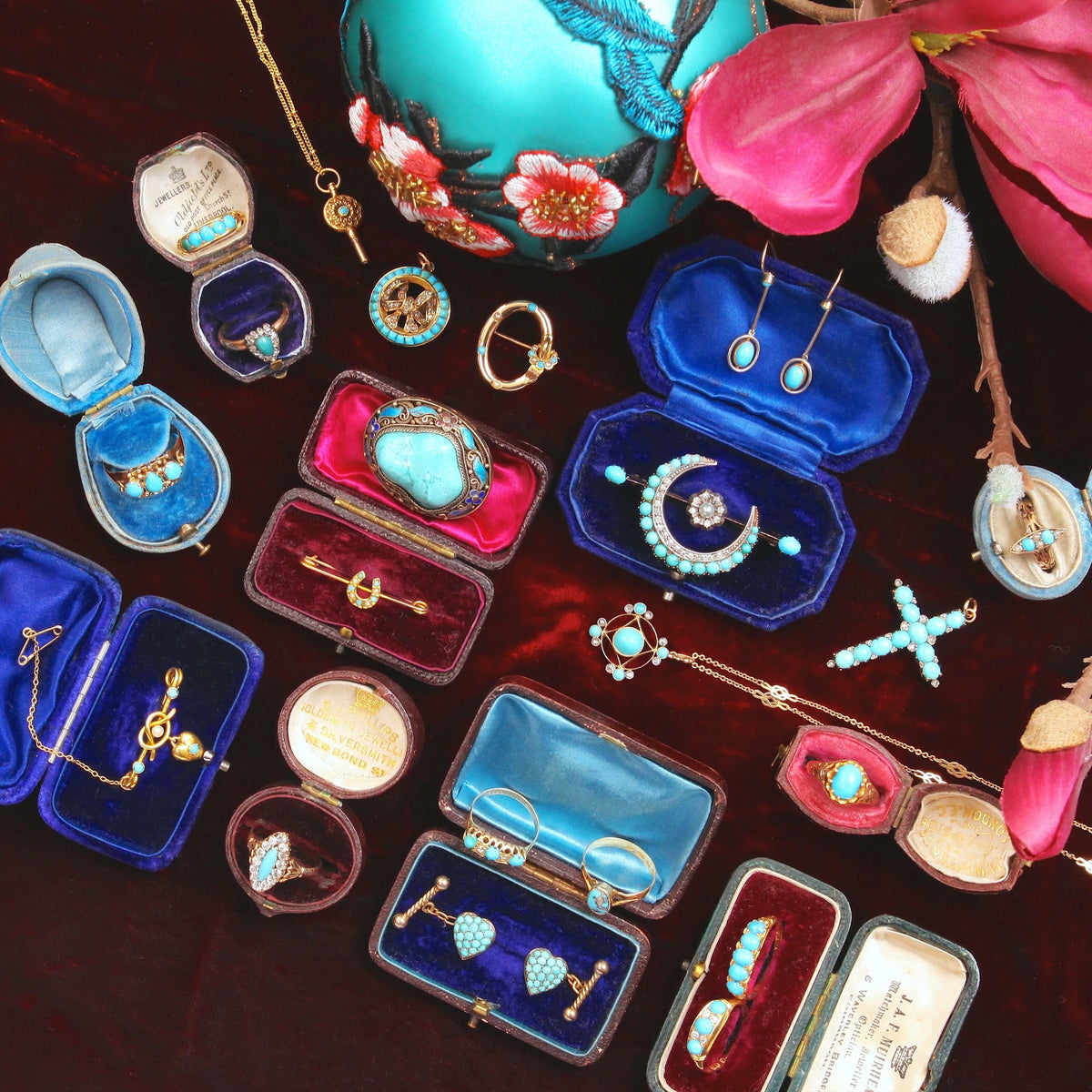 vintage antique turquoise rings brooches jewellery
