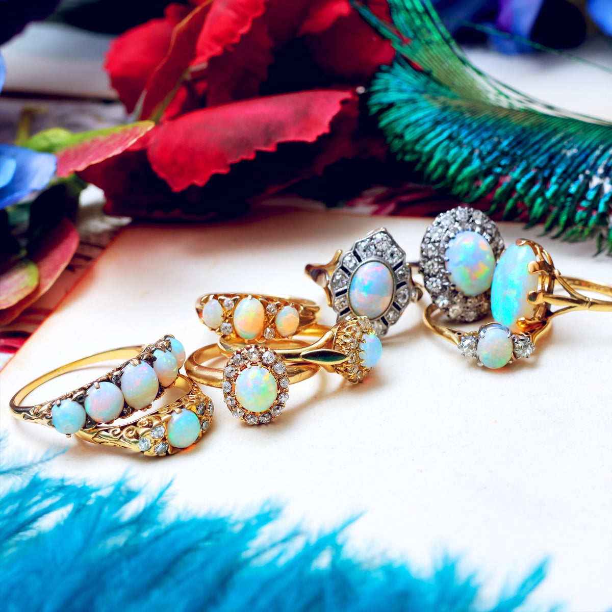 vintage antique opal rings