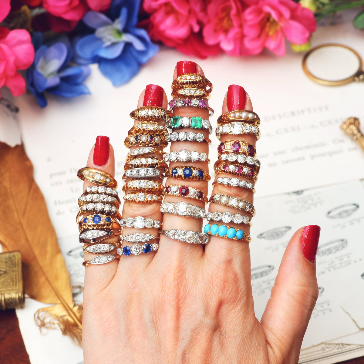 Vintage and Antique Five Stone Rings
