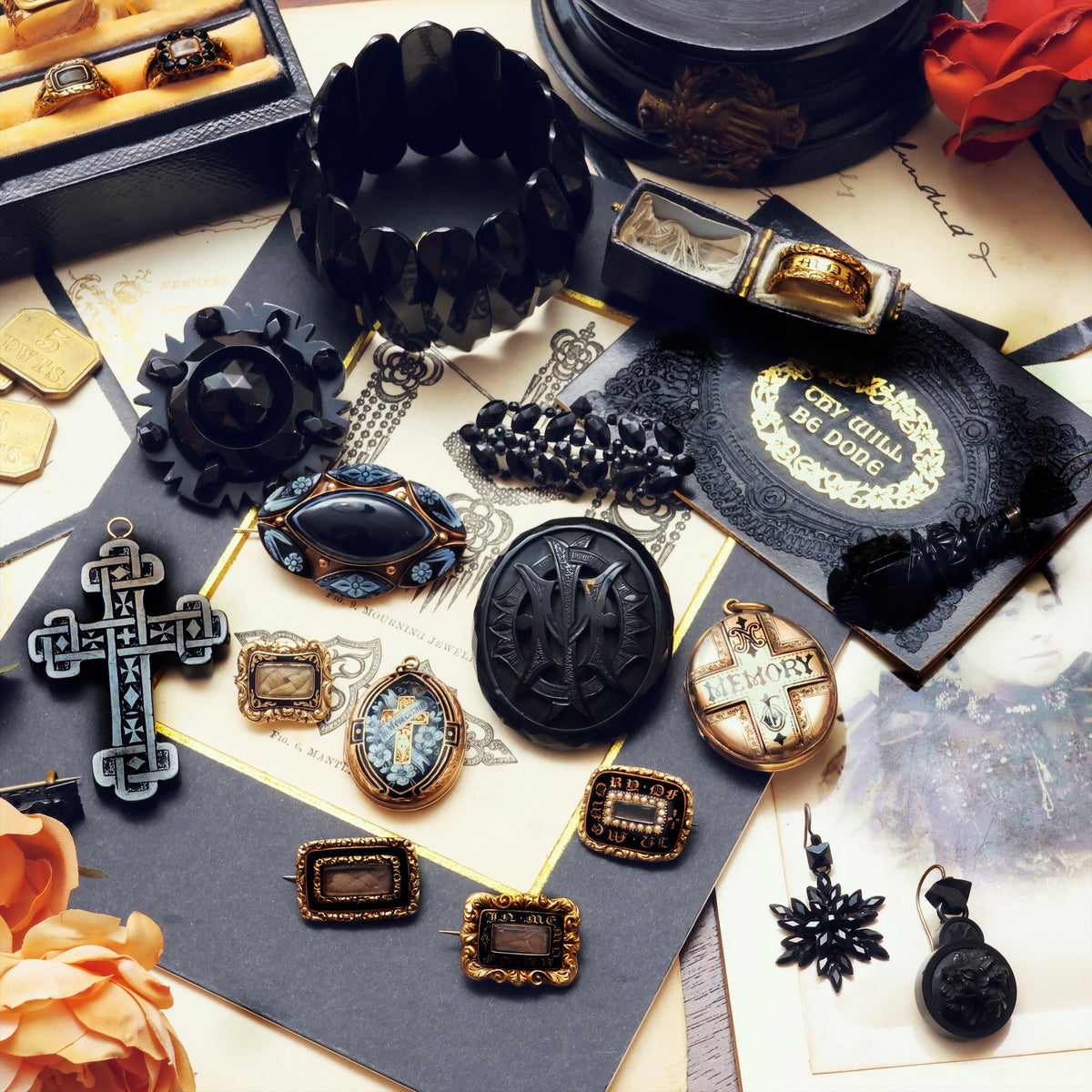 antique georgian mourning brooch