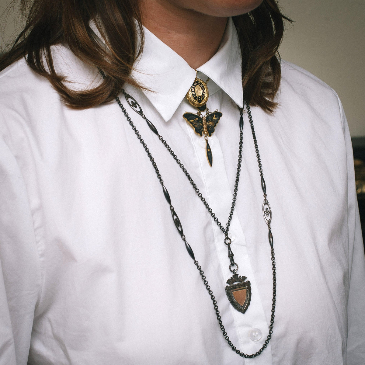 vintage necklace layering