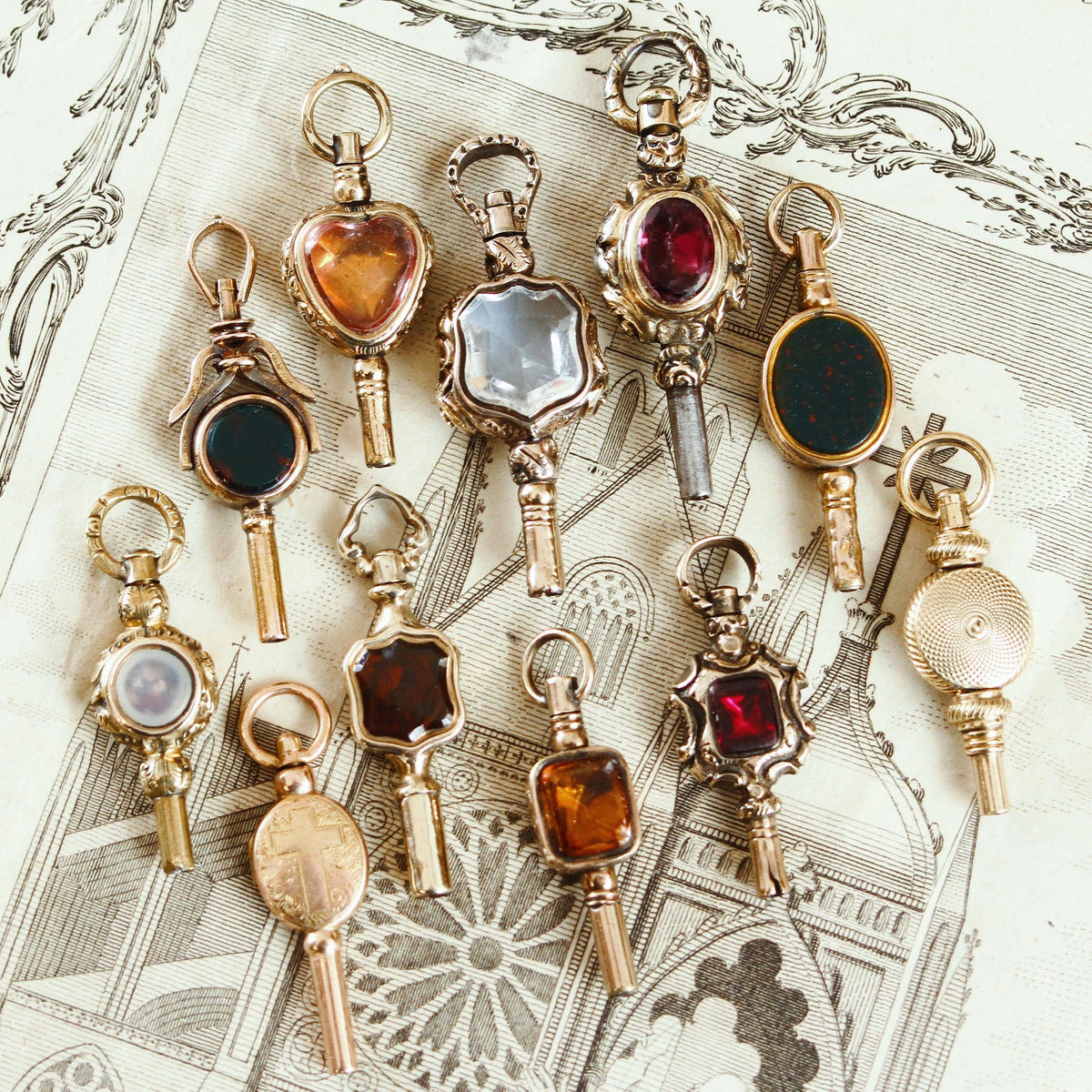 antique pocket fob watch keys