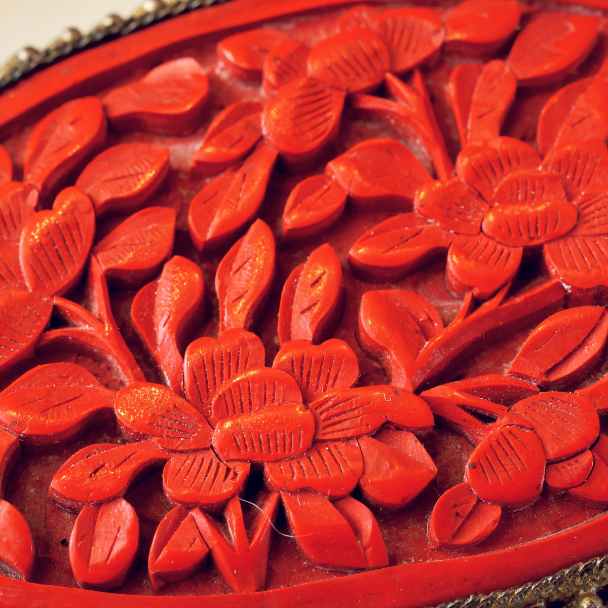 Vintage Chinese Import Cinnabar Brooch