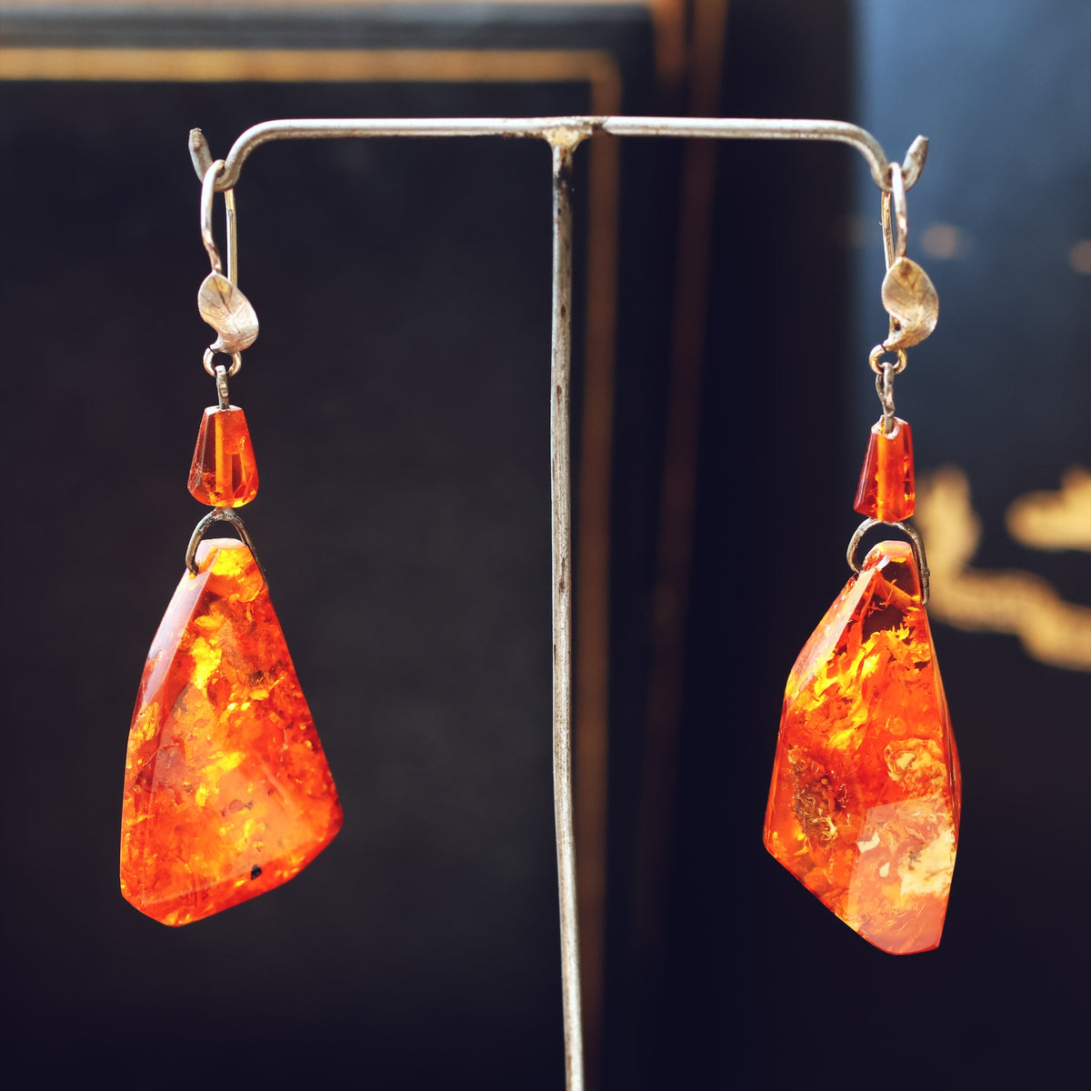 Vintage 1960's Baltic Amber Drop Earrings