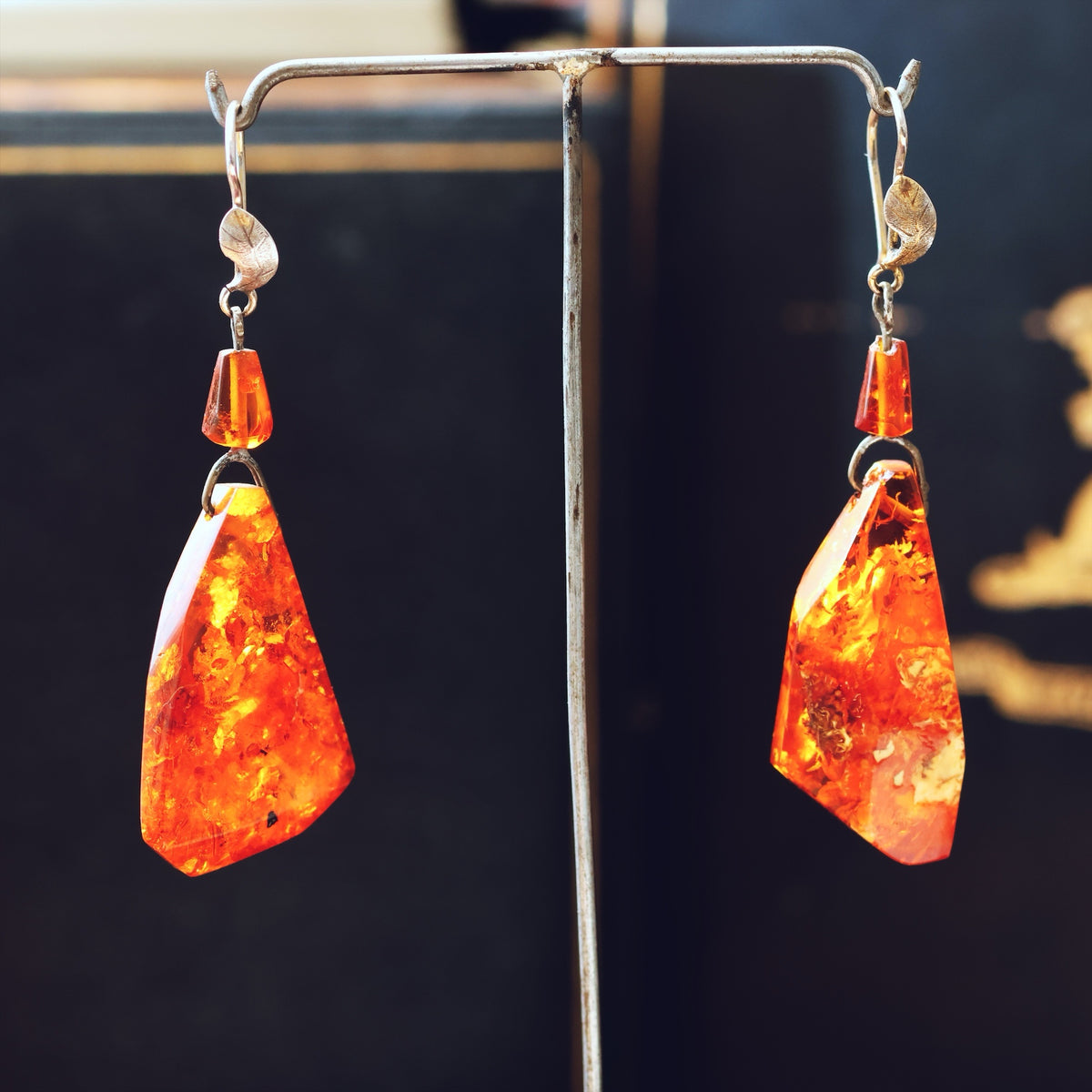 Quintessential 1960's Baltic Amber Drop Earrings