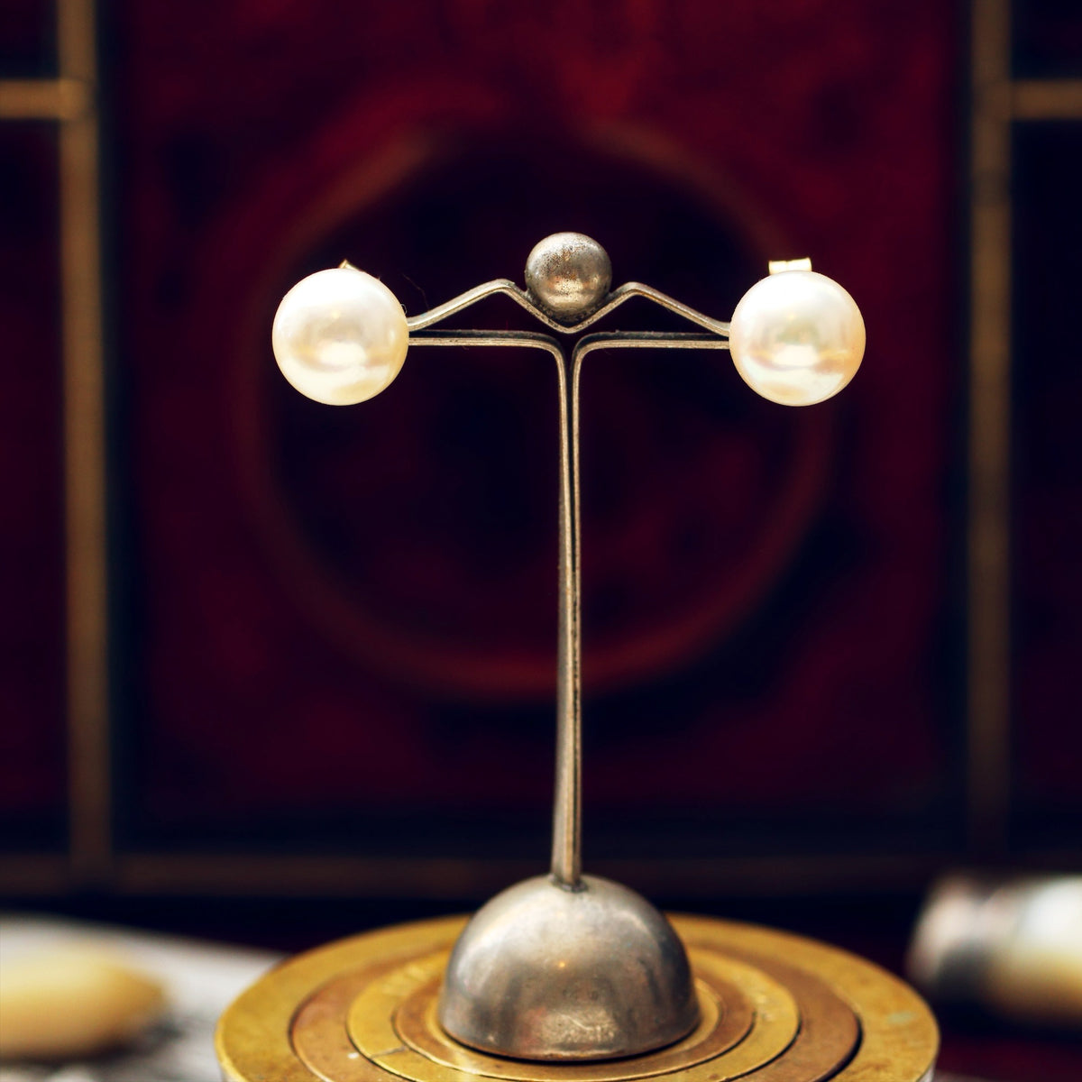 Fine Vintage Saltwater Cultured Pearl Stud Earrings