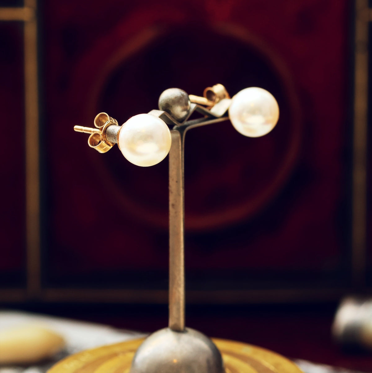 Fine Vintage Saltwater Cultured Pearl Stud Earrings