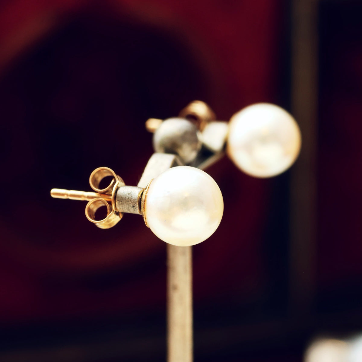 Fine Vintage Saltwater Cultured Pearl Stud Earrings