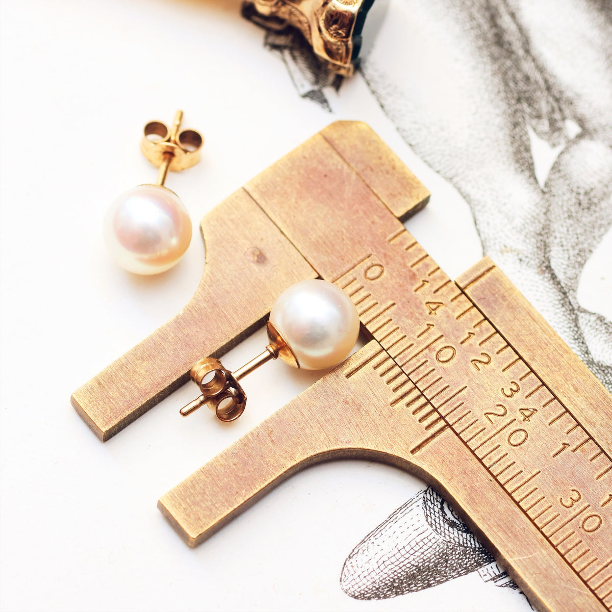 Fine Vintage Saltwater Cultured Pearl Stud Earrings