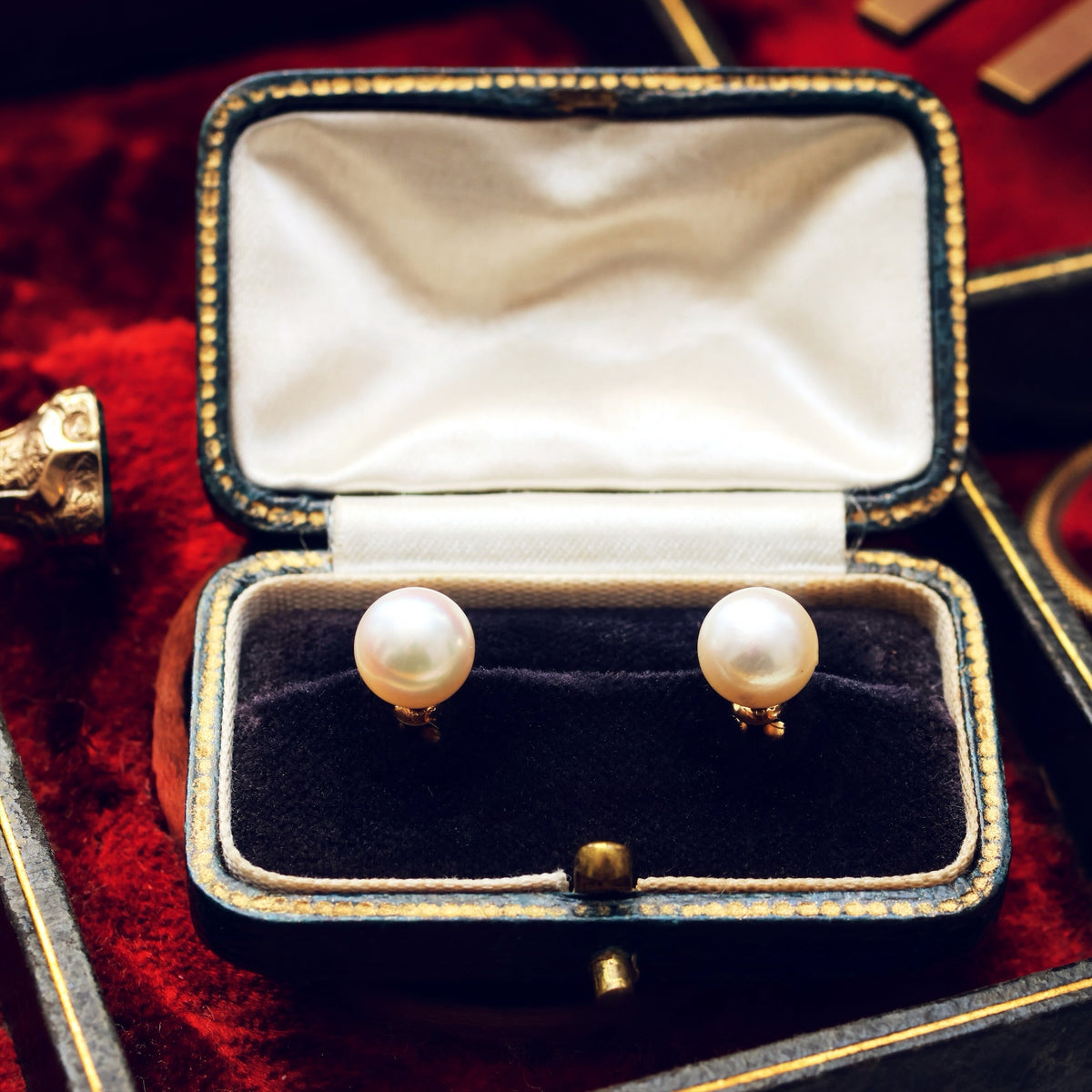 Fine Vintage Saltwater Cultured Pearl Stud Earrings