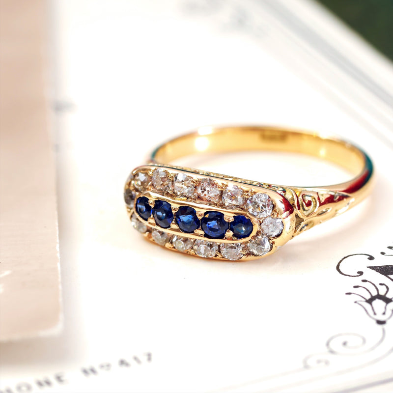 Antique Victorian Elegance Sapphire & Diamond Ring