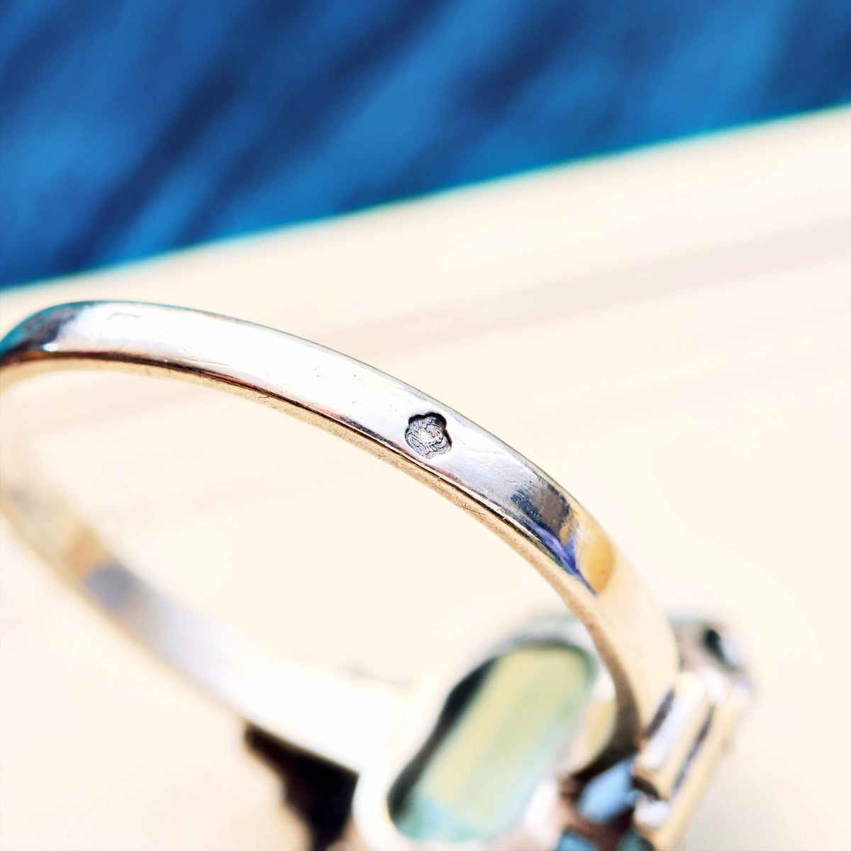 Vintage French Art Deco Aquamarine Dress Ring