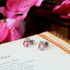 Art Deco Pink Tourmaline & Diamond Stud Earrings