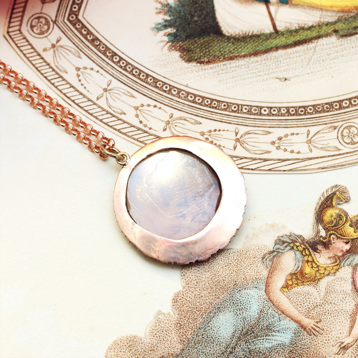 Georgian Dendritic Agate & Wild Pearl Pendant