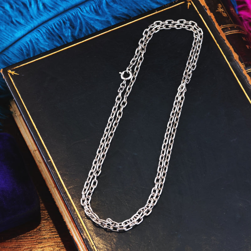 Vintage Mid Century Squared Link Silver Chain