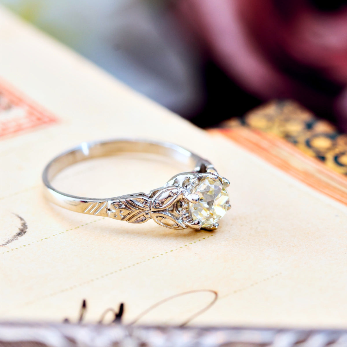 Vintage Recycled Hand Cut Diamond Engagement Ring