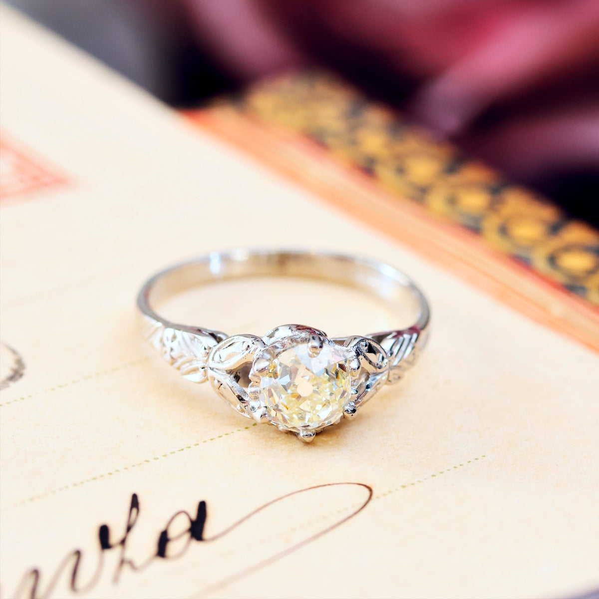 Vintage Recycled Hand Cut Diamond Engagement Ring