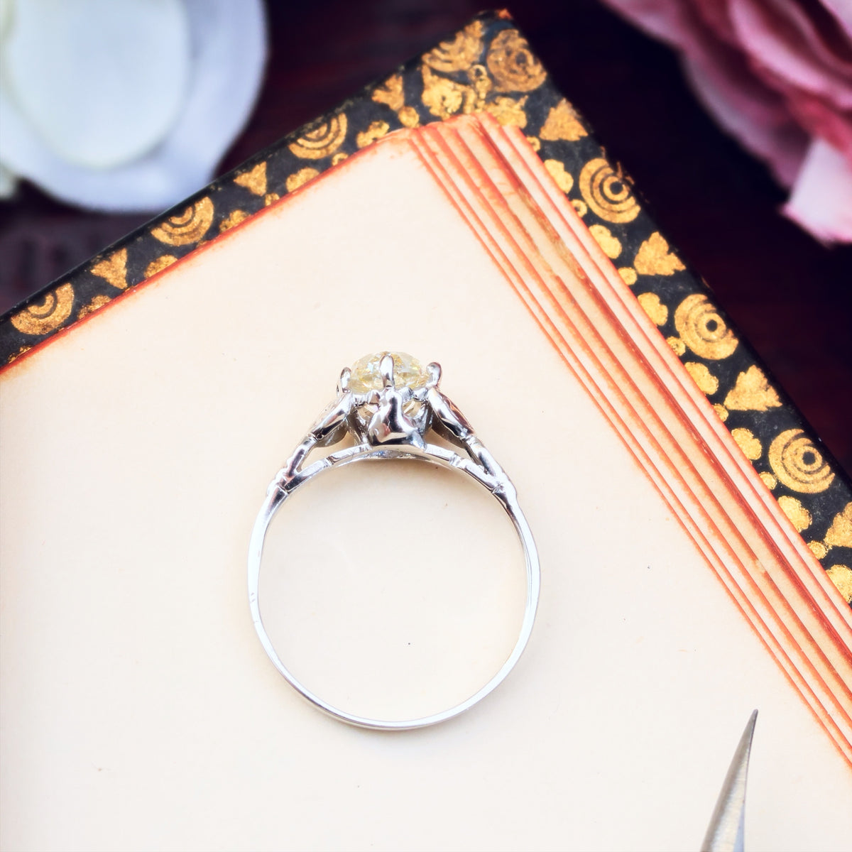 Vintage Recycled Hand Cut Diamond Engagement Ring
