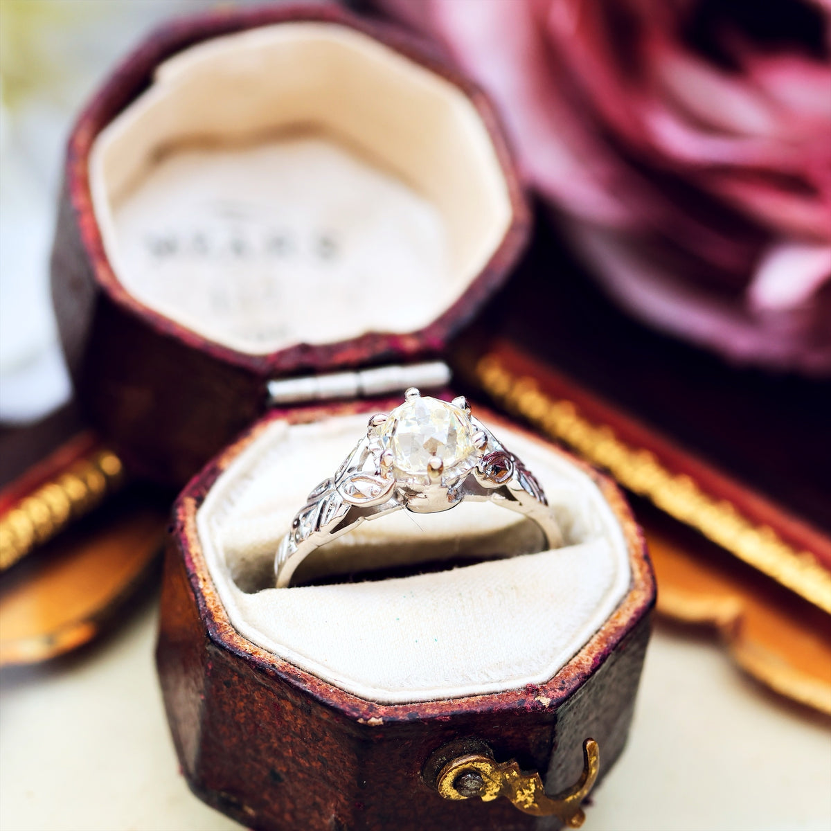 Vintage Recycled Hand Cut Diamond Engagement Ring