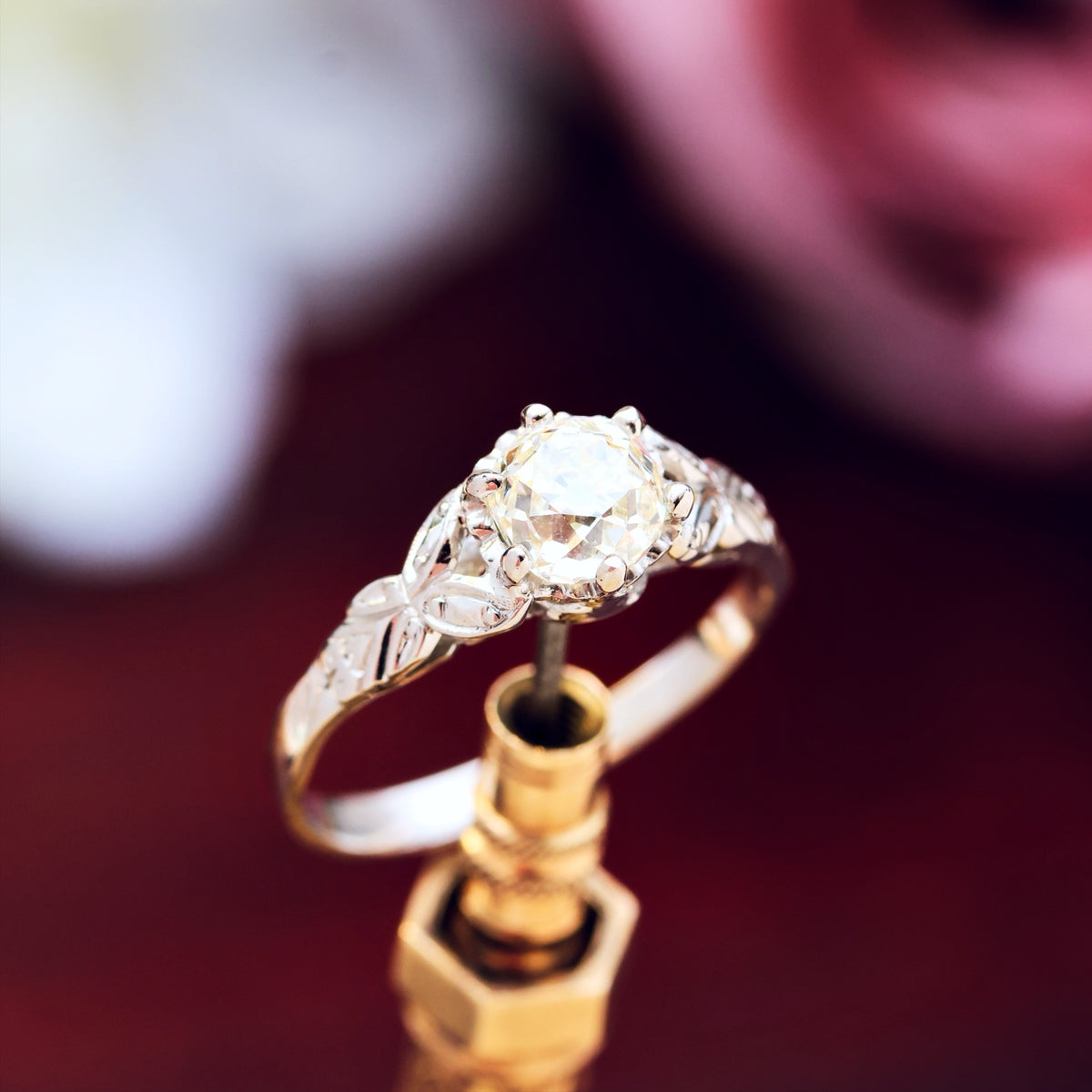 Vintage Recycled Hand Cut Diamond Engagement Ring