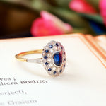 Original Antique Sapphire & Diamond Lacework Cluster Ring