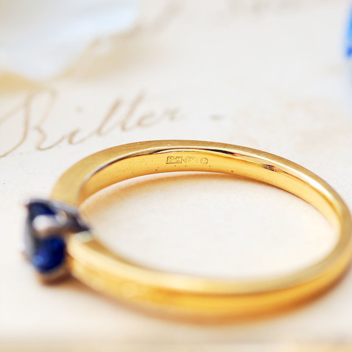 Recycled Antique Cushion-Cut Sapphire Engagement Ring