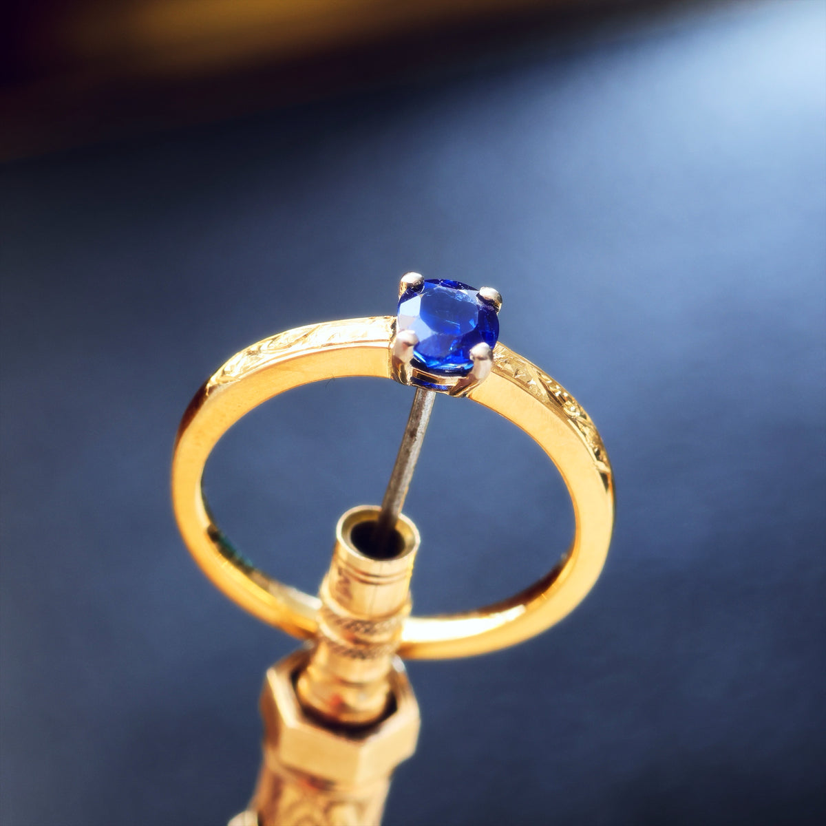 Recycled Antique Cushion-Cut Sapphire Engagement Ring