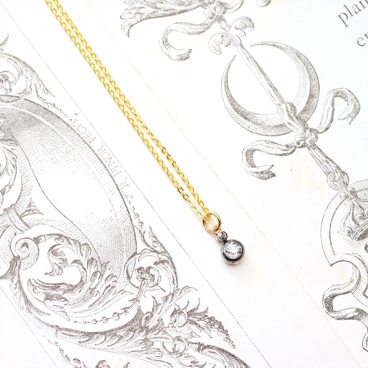 Recycled Antique Diamond Pendant & Chain