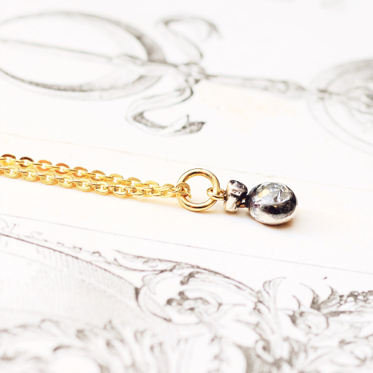 Recycled Antique Diamond Pendant & Chain