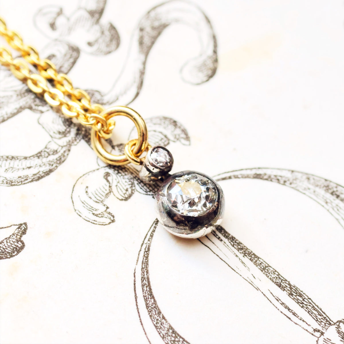 Recycled Antique Diamond Pendant & Chain