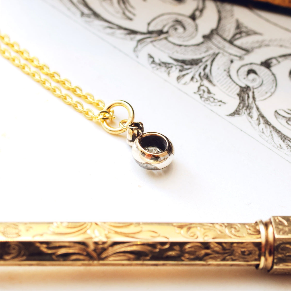 Recycled Antique Diamond Pendant & Chain