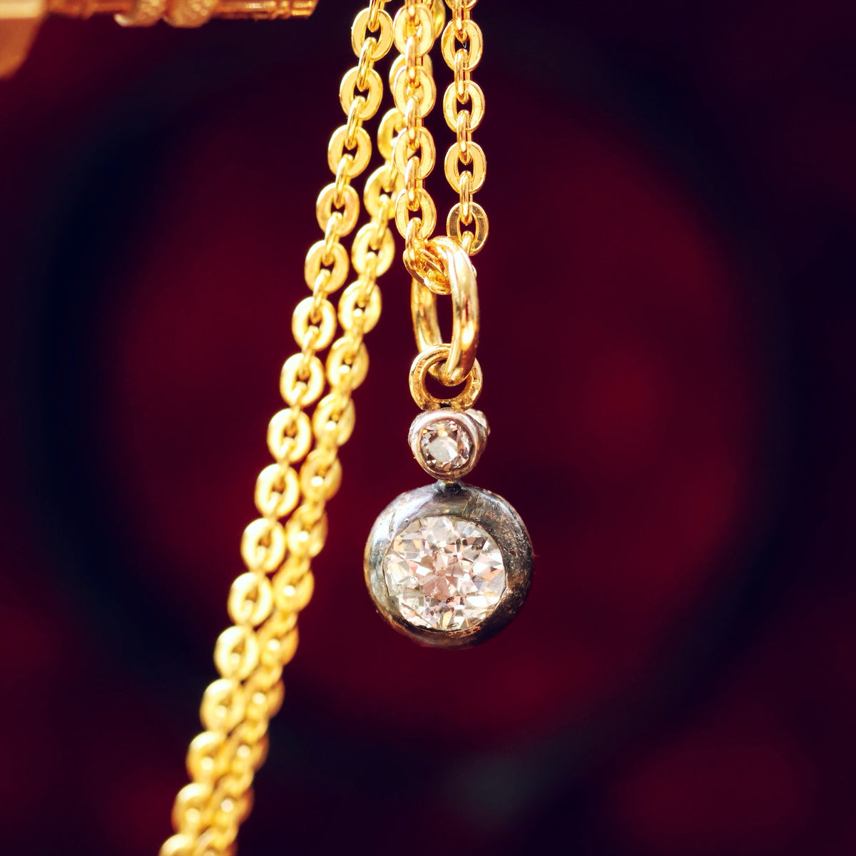 Antique Diamond Pendant & Chain