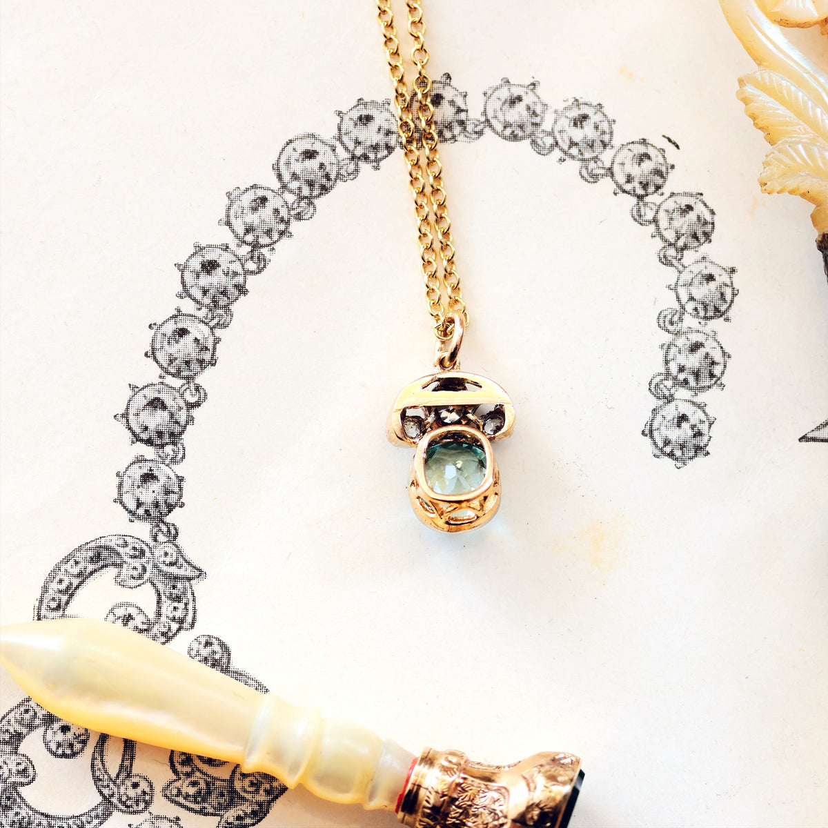 Loveliest Antique Aquamarine & Diamond Pendant