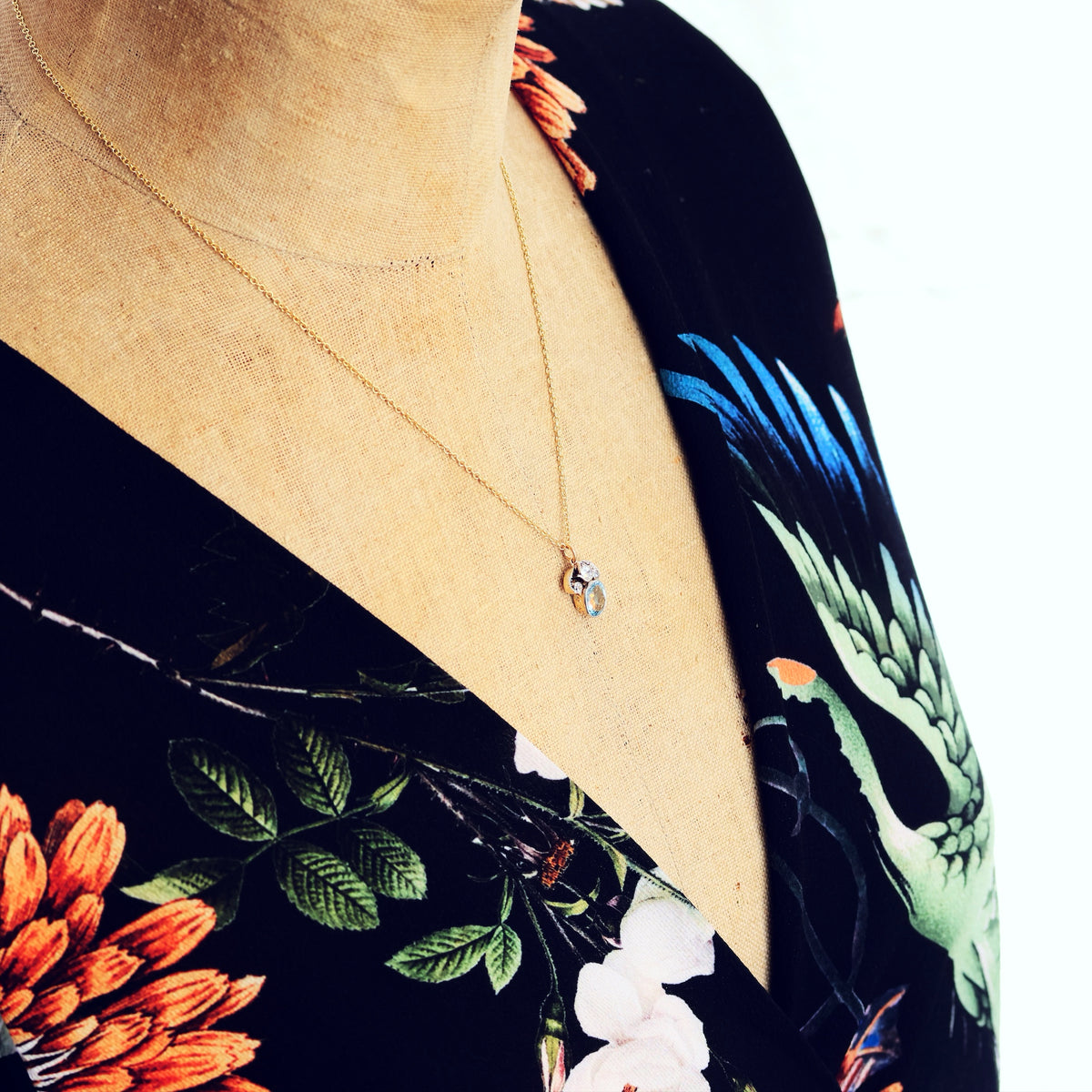 Loveliest Antique Aquamarine & Diamond Pendant