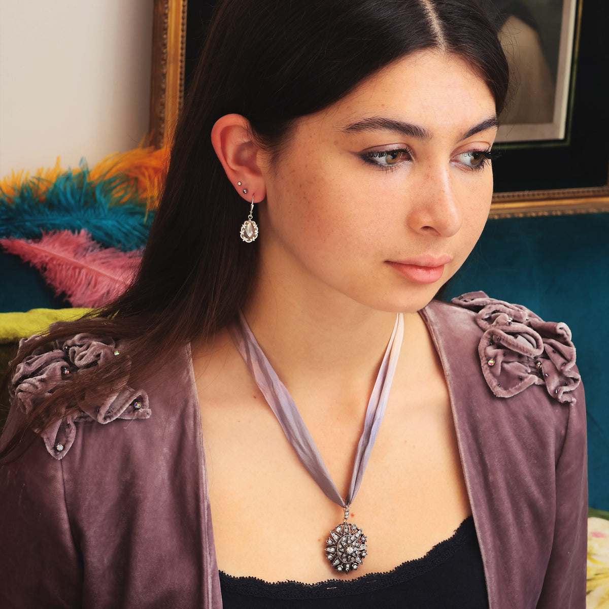 Adorable Victorian Silver Faceted Drop Earrings