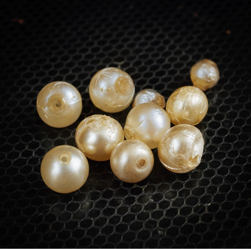 Rare Georgian Hand Blown Glass Pearl Earrings