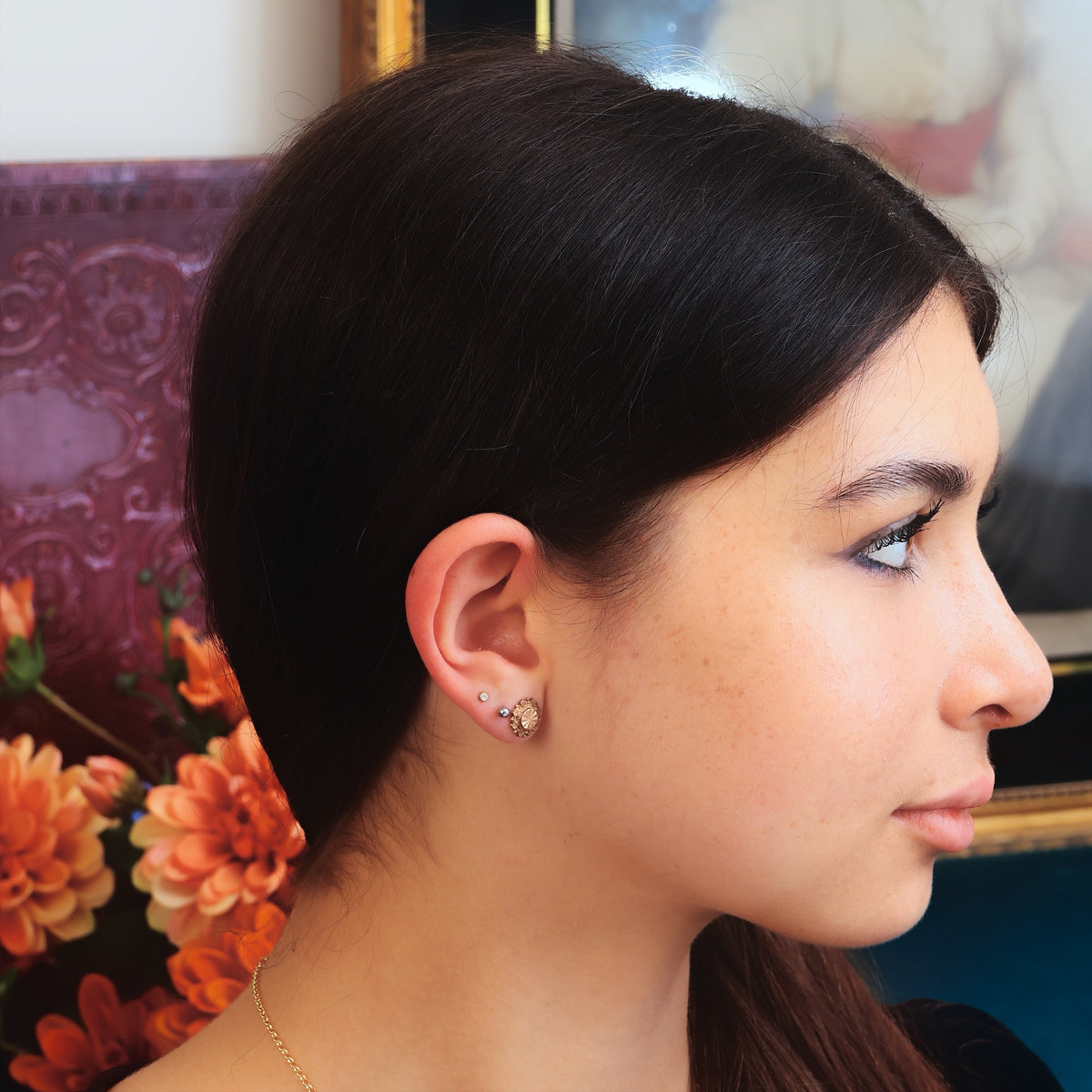 Date 1978 9ct Gold Historical Revival Style Earrings