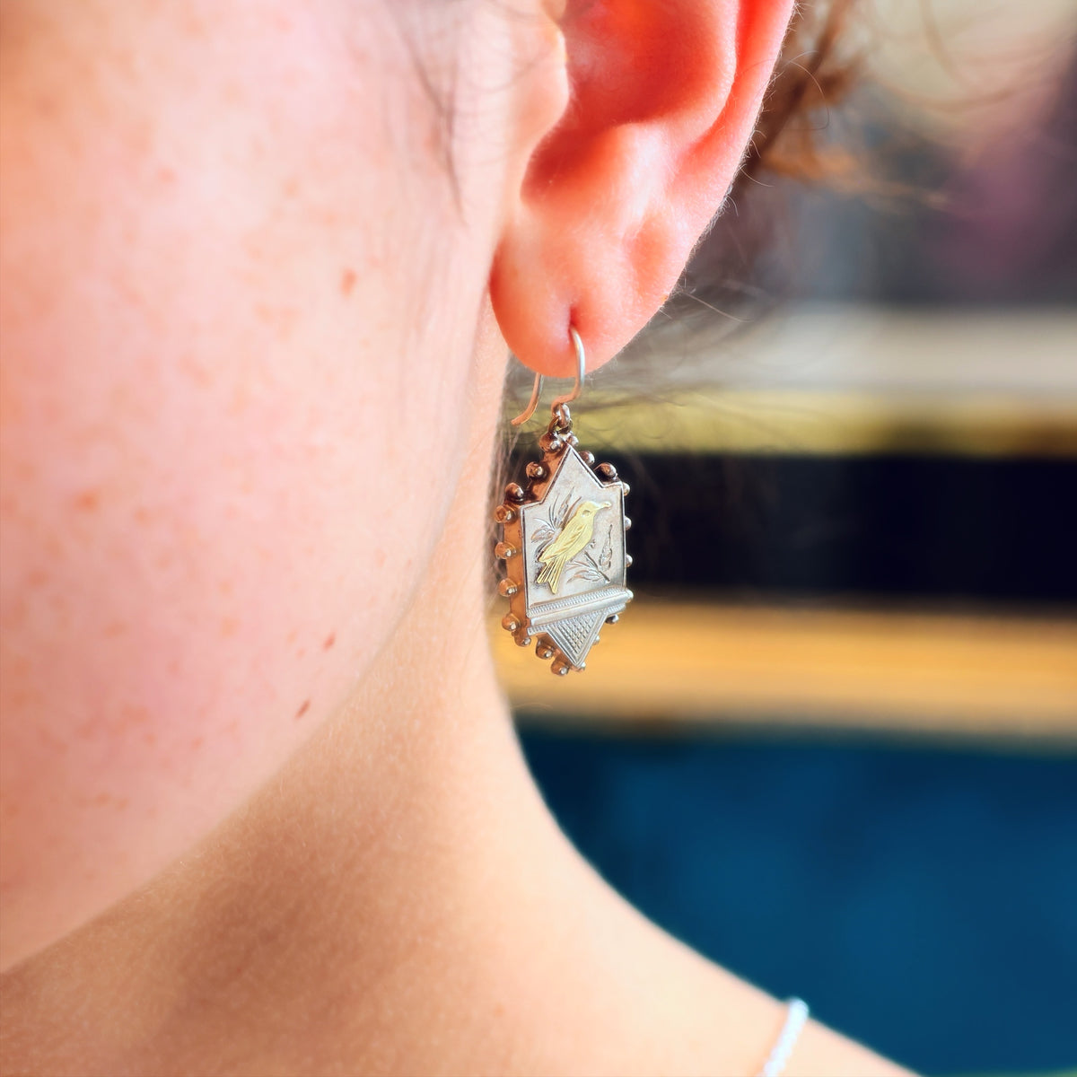 Antique 1880's Silver Aesthetic Movement Earrings