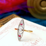 Antique Ruby & Diamond Marquise Dress Ring