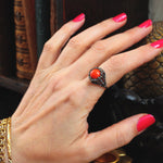 Vintage Coral & Marcasite Cocktail Dress Ring