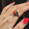 Vintage Coral & Marcasite Cocktail Dress Ring