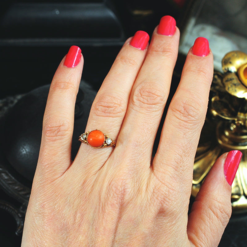 Antique Archaeological Revival Coral Ring