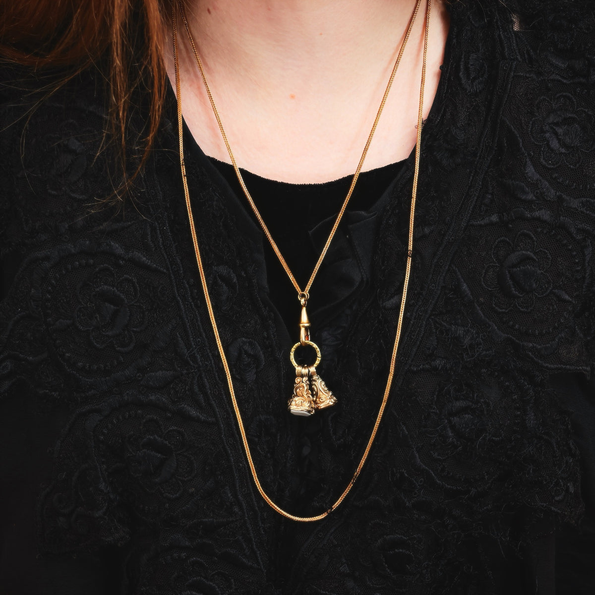 Quirky Trio of Georgian Seal Fobs Necklace