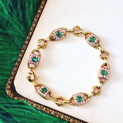 18ct Gold Garrard Emerald and Diamond Bracelet