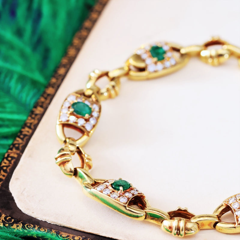 18ct Gold Garrard Emerald and Diamond Bracelet