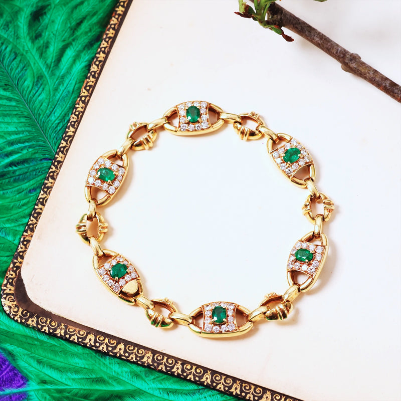 Sublime Quality Vintage Emerald & Diamond Bracelet