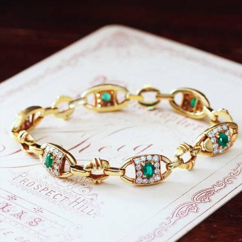 18ct Gold Garrard Emerald and Diamond Bracelet