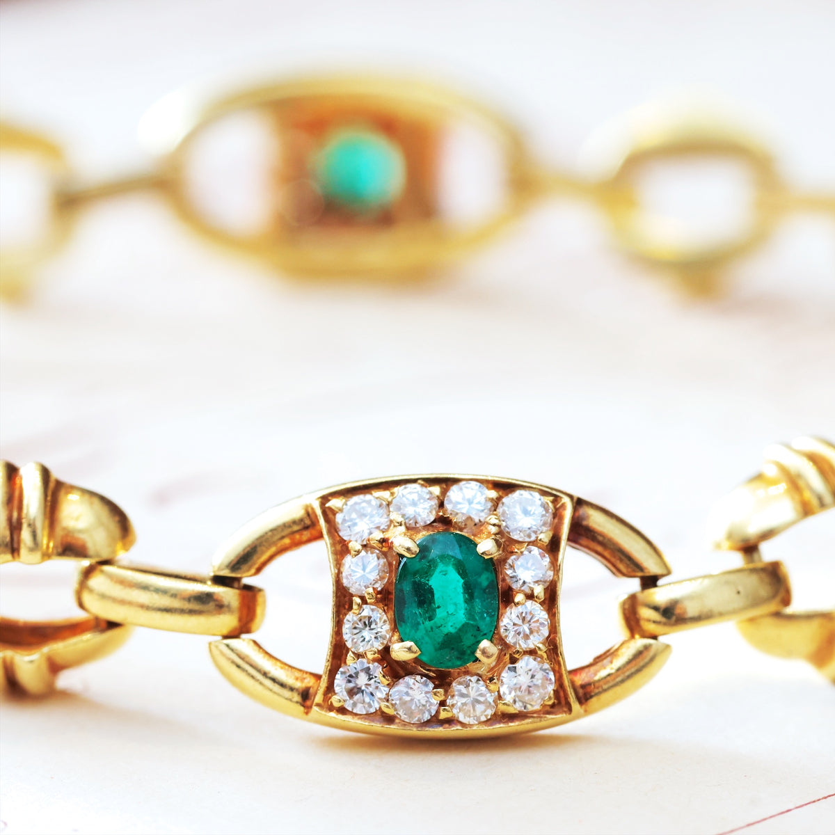 Sublime Quality Vintage Emerald & Diamond Bracelet